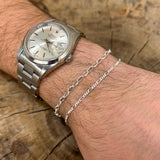 Men's bracelet in 925 silver and oval jaseron mesh