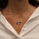 Collier argent 925 oeil ovale en lapis