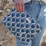 Large white &amp; blue flower travel pouch