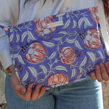 Grande pochette de voyage violette & fleurs