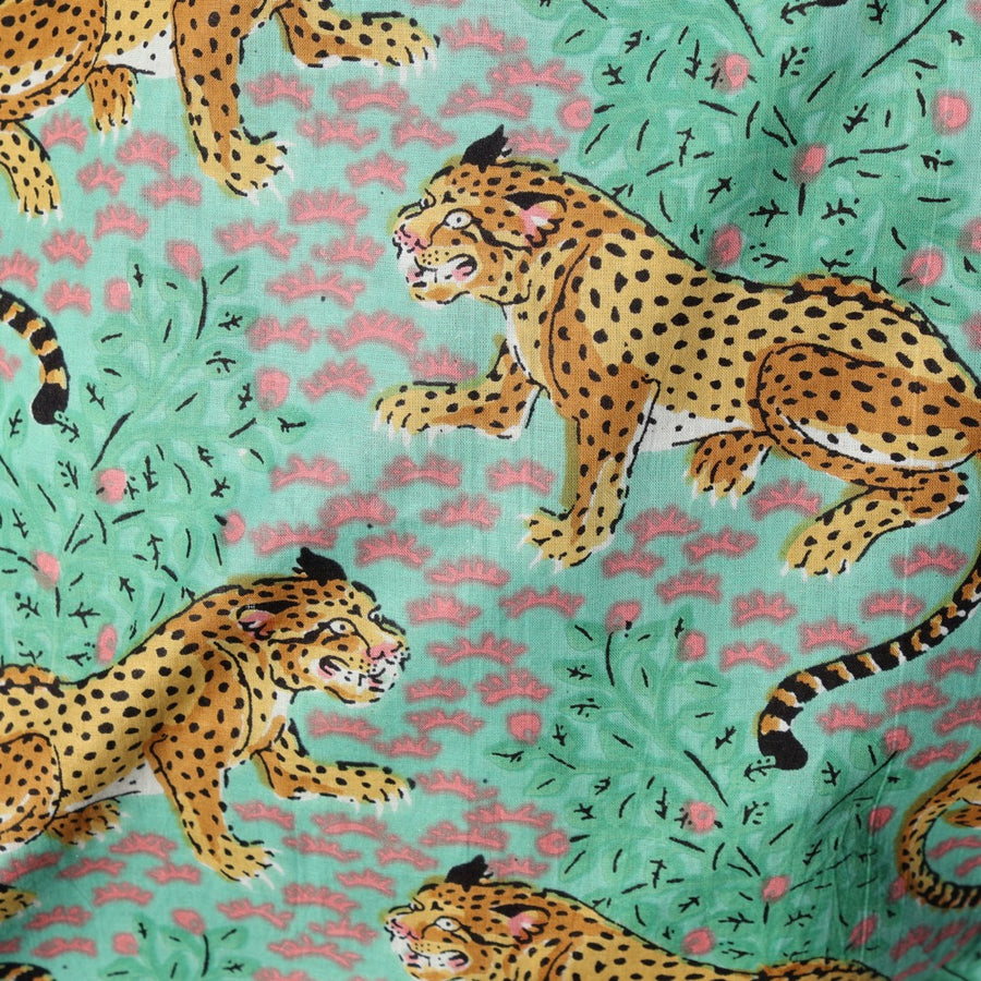 Tote bag vert et rose avec léopard