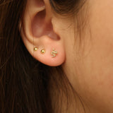 Boucle d'oreilles puce dorée mini serpent