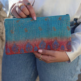 Pochette kantha bleu & rose