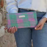 Pochette kantha rose & vert