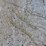 Golden earrings and raw stones