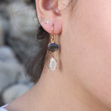 Golden duo stone earrings