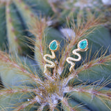 Golden snake and stone earrings