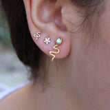 Golden snake and stone earrings