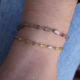 Gold bracelet and square natural stones