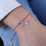 Fine colored wire bracelet with heart in 925 silver and zircon