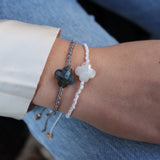 Natural stone cord and clover bracelet