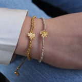 Khaki cord bracelet and golden clover