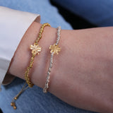 Khaki cord bracelet and golden clover