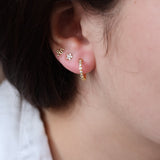 Mini gold hoop earrings with round zircons