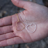 Gold necklace and hollow heart