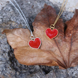 925 silver necklace with red enamel heart