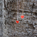 925 silver necklace with red enamel heart