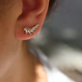 Gold ear cuff and marquise zircons ear jewelry