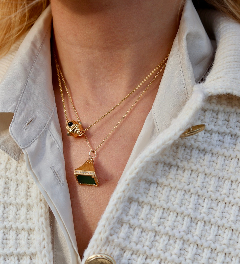 Golden necklace and multi-stone talisman