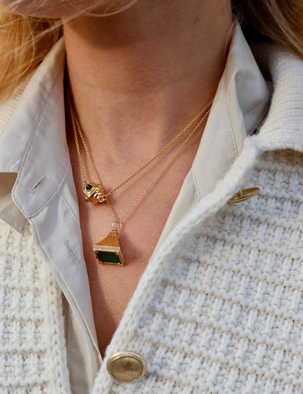 Golden necklace and multi-stone talisman