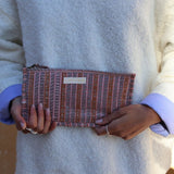 PINK AND ORANGE BLOCK PRINT POUCH