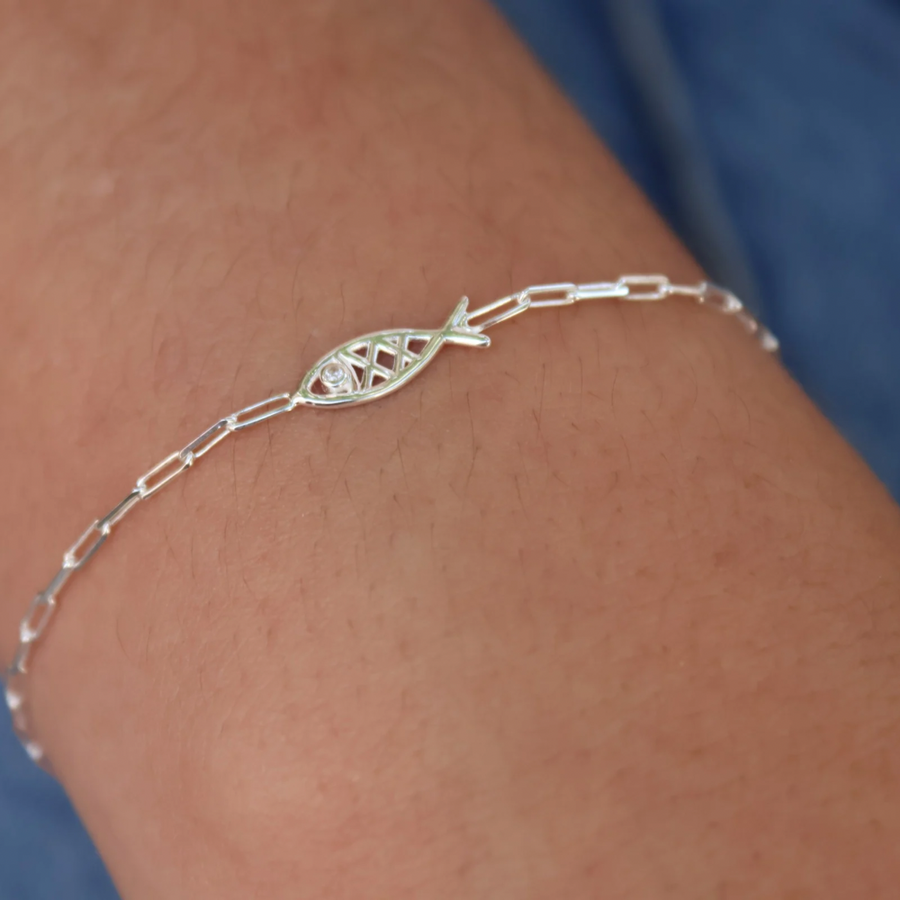 Bracelet poisson et zircon blanc