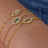 Bracelet oeil pierre et zircons blancs