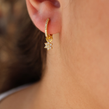 Mini gold creole and zircon flower