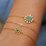 Golden flower and stone bracelet