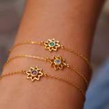 Golden flower and stone bracelet