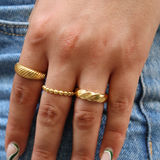 Domed ribbed gold ring