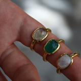 Faceted stone gold ring