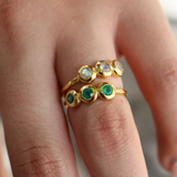 Golden ring trio of natural stones