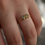 Gold moonstone trilogy ring