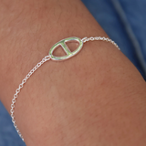 Large anchor link silver bracelet