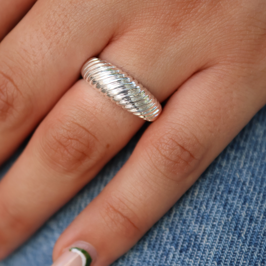 Bague argent 925 striée