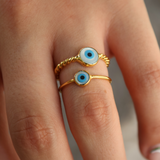 Small mother-of-pearl eye gold ring