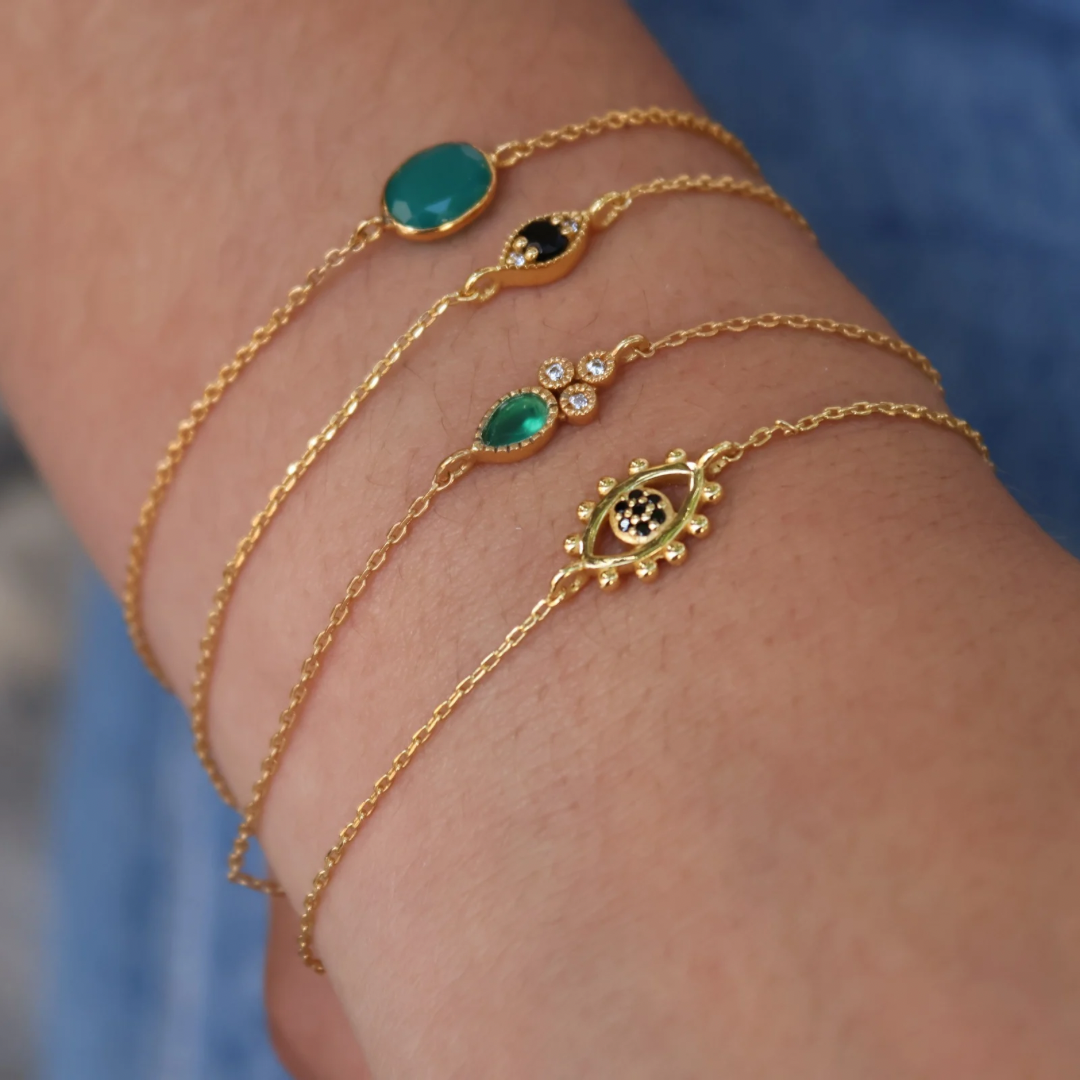 Gold and natural stone bracelet