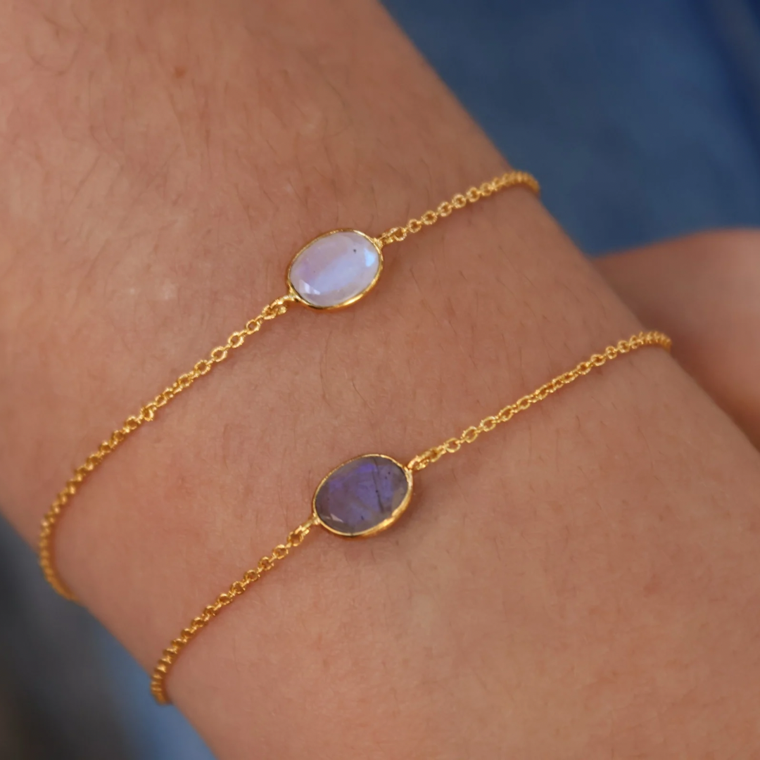 Gold and natural stone bracelet