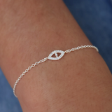 Bracelet argent 925 et oeil zircons