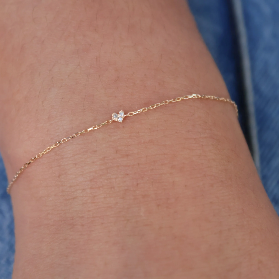 Bracelet or et coeur diamants