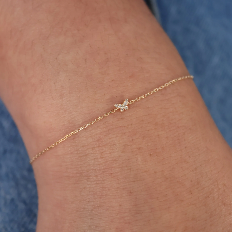 Bracelet or et papillon diamants