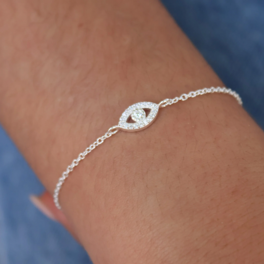 Bracelet argent 925 oeil zircons