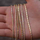 Gold tennis bracelet with 2mm zircons