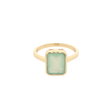 Bague dorée prehnite rectangle