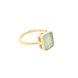 Bague dorée prehnite rectangle