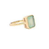 Bague dorée prehnite rectangle