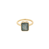 Bague dorée labradorite rectangle