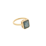 Bague dorée labradorite rectangle