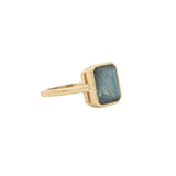 Bague dorée labradorite rectangle